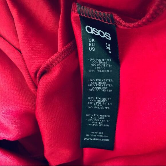 ASOS Deep Red & Black Lace Fit & Flare V-Neck Christmas Party Dress | Size: 6/S - Picture 11 of 11